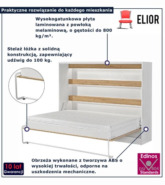 Półkotapczan nowoczesny biały + dąb 120x200 T0-Z56