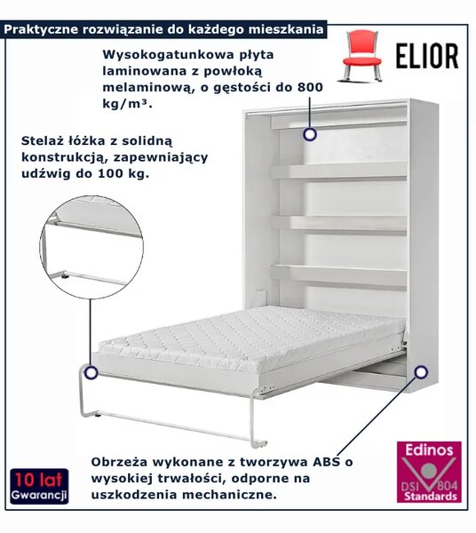 Pionowy biały półkotapczan 120x200 D3-T59