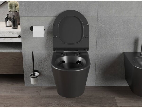 Mexen Rico miska wc Rimless z deską wolnoopadającą slim, duroplast, czarna mat - 30720185