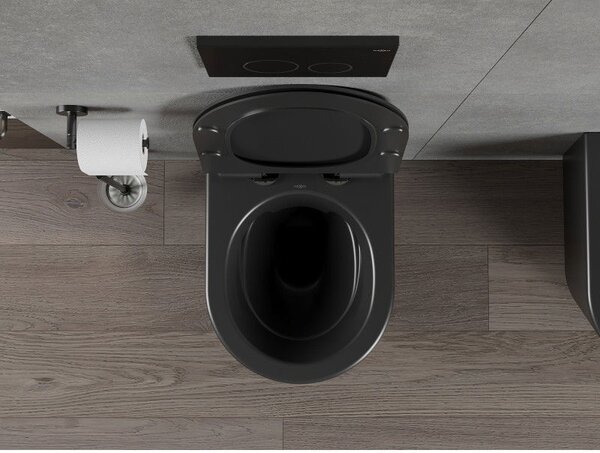 Mexen Rico miska wc Rimless z deską wolnoopadającą slim, duroplast, czarna mat - 30720185