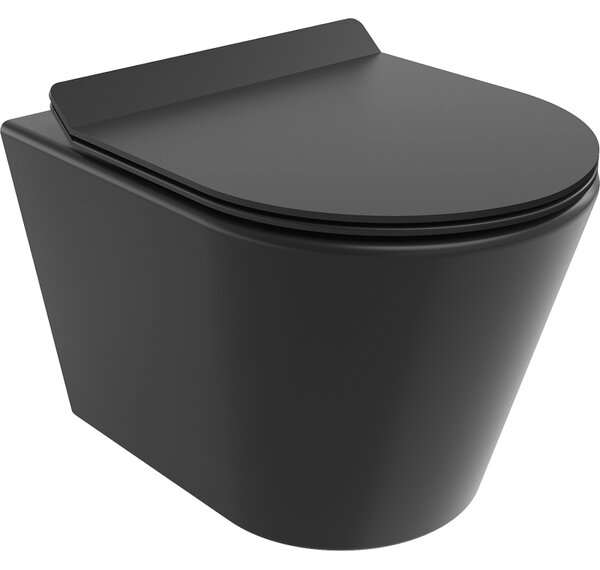 Mexen Rico miska wc Rimless z deską wolnoopadającą slim, duroplast, czarna mat - 30720185
