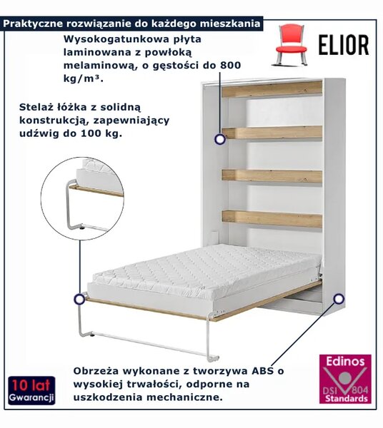 Półkotapczan biały + dąb 120x200 D0-Z46