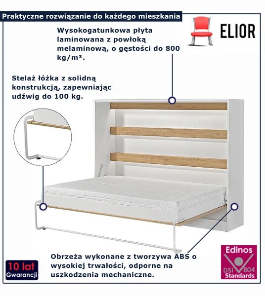 Rozkładany półkotapczan biały + dąb 140x200 R5-A59