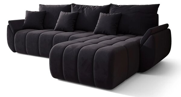 Czarna Welurowa Sofa Z Pojemnikiem Na Pościel F0-A08