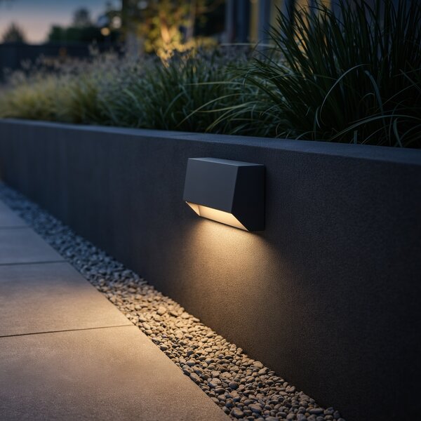 Nowoczesna lampa ścienna zewnętrzna ciemnoszara w komplecie z LED IP65 - Sandstone 2