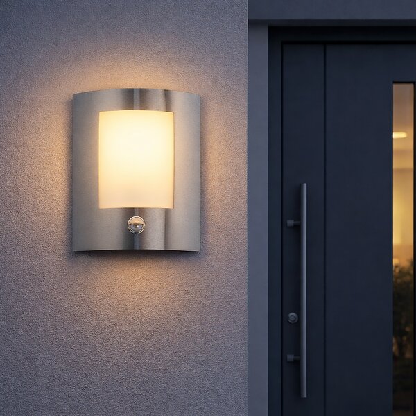 Nowoczesna lampa ścienna zewnętrzna ze stali ze czujnikiem ruchu IP44 - Emmerald 1