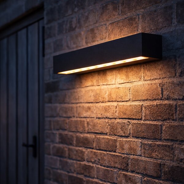 Industrialna lampa ścienna zewnętrzna czarna 55 cm z LED IP65 - Hannah