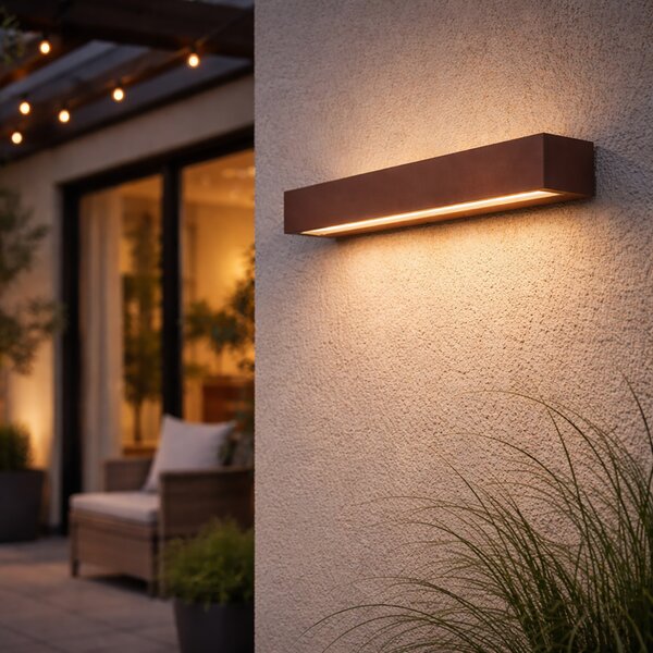Industrialna lampa ścienna zewnętrzna rdzawobrązowa 55 cm z LED IP65 - Hannah