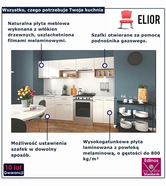 Zestaw mebli kuchennych - biały połysk + dąb sonoma 45x12x4 Z4-B65