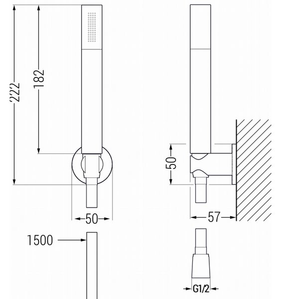 Mexen Zero R70 zestaw wannowy, czarny - 71103R70-70