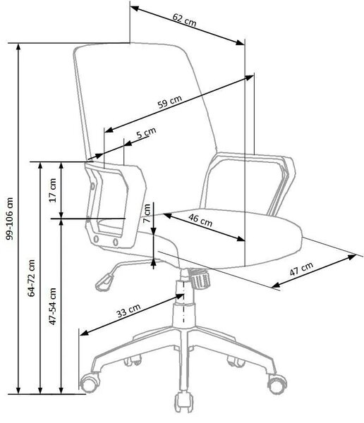 Minimalistyczny fotel biurowy materiałowy - popielaty + biały T3-H59