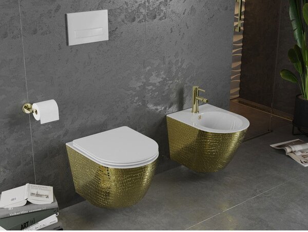 Mexen Lena bidet wiszący, biały/złoty wzór łuski - 35224808