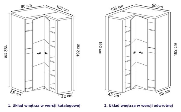 Szafa narożna jesion ciemny A5-W90