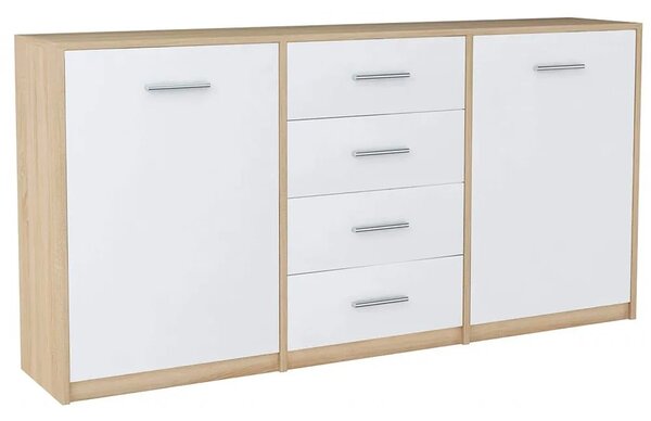 Komoda z 4 szufladami dąb sonoma + biały L9-S58
