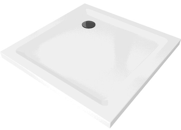 Mexen Flat brodzik kwadratowy slim 70 x 70 cm, biały, syfon czarny - 40107070B