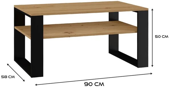 Ława Kawowa Czarny Do Narożnika Dąb Artisan + P4-B26