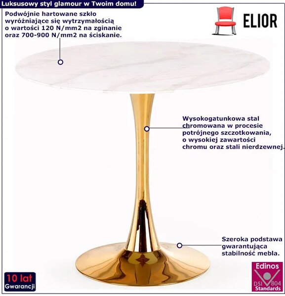 Biały okrągły stół w stylu glamour z 4 krzesłami Z7-G05