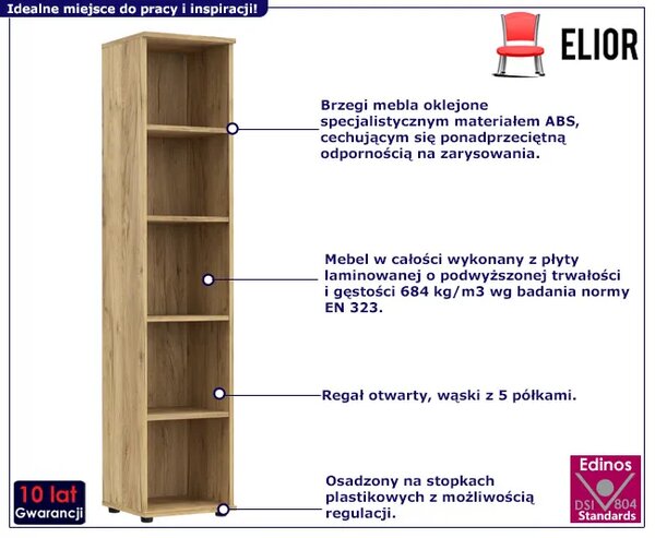 Otwarty regał biurowy dąb craft B8-M88