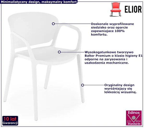 Białe minimalistyczne krzesło ogrodowe C1-C28