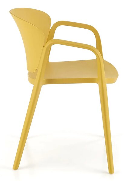Musztardowe minimalistyczne krzesło tarasowe, ogrodowe H4-Z34