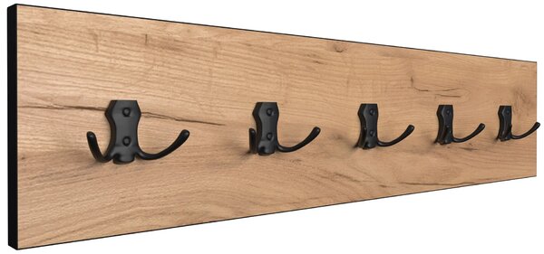 Drewniany wieszak ścienny loft dąb craft + czarny S9-R74