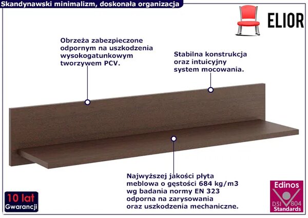 Minimalistyczna półka ścienna w kolorze wenge Z5-N79