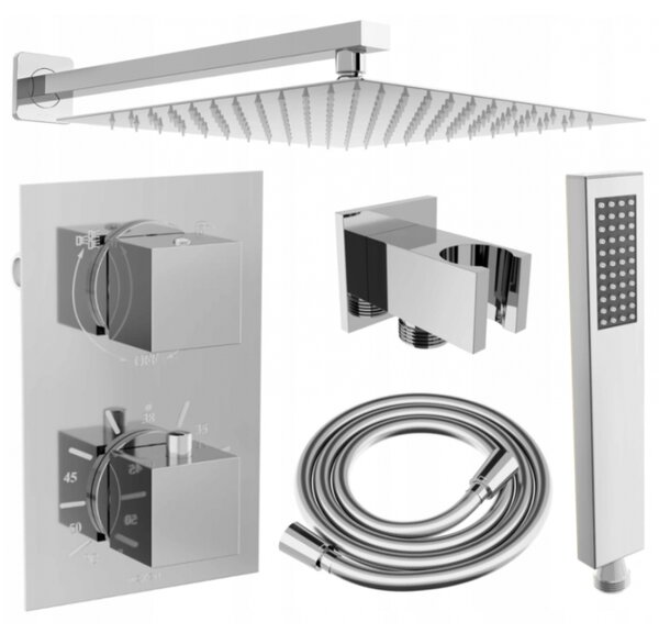 Mexen Cube DR02 zestaw prysznicowy podtynkowy z deszczownica 30 cm, chrom - 77502DR0230-00