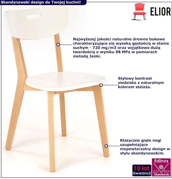 Białe krzesło drewniane w stylu skandynawskim K9-W63