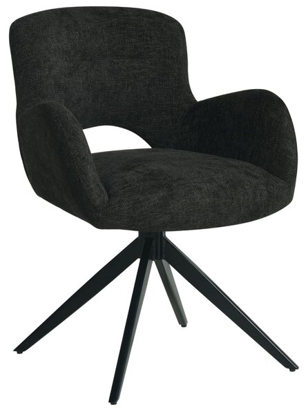 HowHomely Krzesło THEO czarny materiał - nowoczesny design, stabilne, metalowe nogi, wygodne - z funkcją automatycznego powrotu