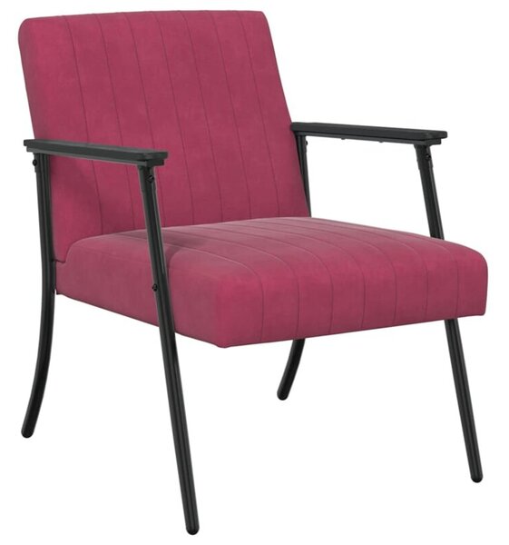 Elegancki fotel aksamitny w kolorze czerwonego wina z ergonomicznym wsparciem