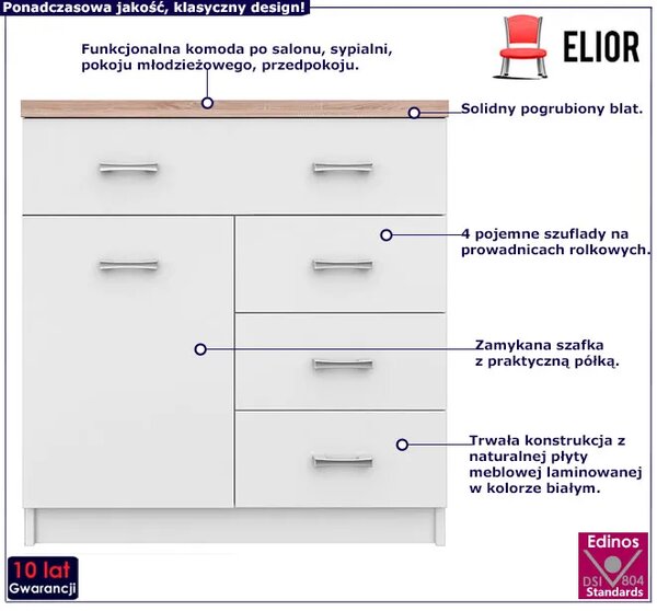 Biała komoda z 4 szufladami L9-G06