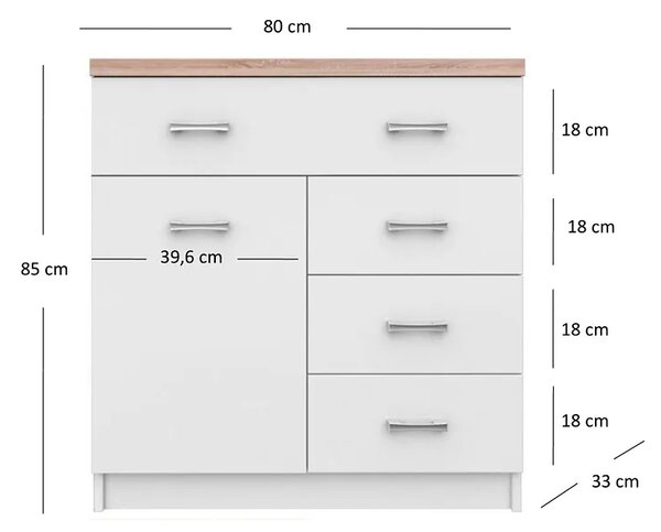 Biała komoda z 4 szufladami L9-G06