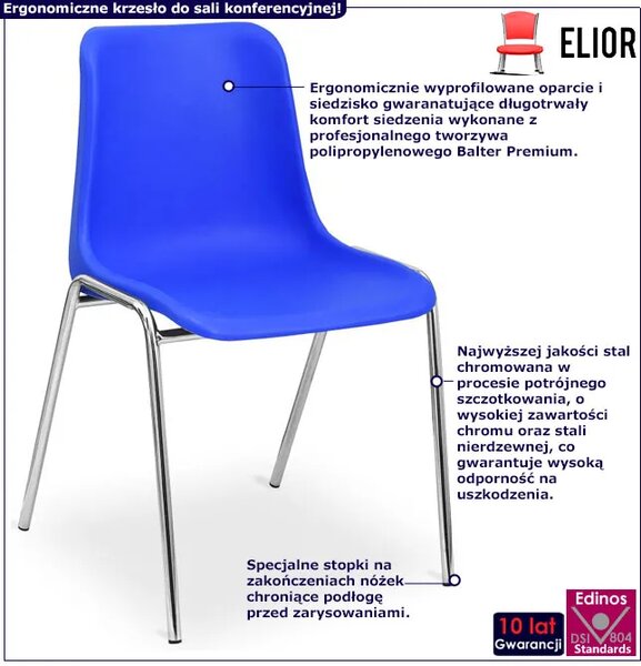 Niebieskie metalowe krzesło nowoczesne E3-K11