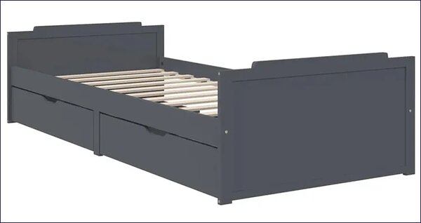 Szare pojedyncze łóżko z szufladami sosnowe 90x200 H3-L08