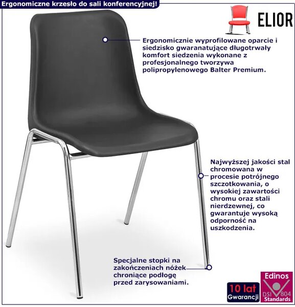 Czarne metalowe krzesło konferencyjne E0-H01
