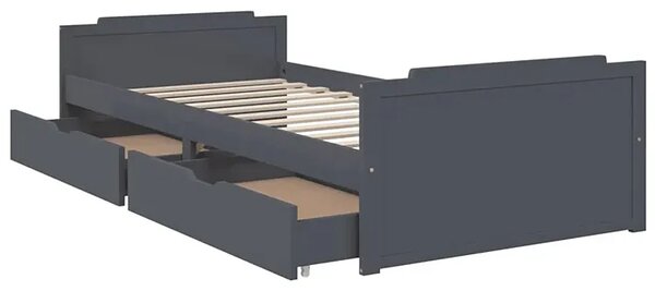 Szare pojedyncze łóżko z szufladami sosnowe 90x200 H3-L08