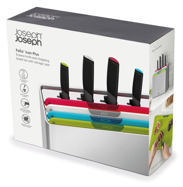 Zestaw desek i noży ze stojakiem 10x32 cm Folio Icon Plus – Joseph Joseph