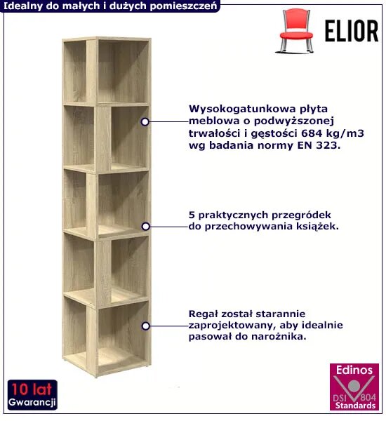 Narożny Regał Słupek Dąb Sonoma N9-M13