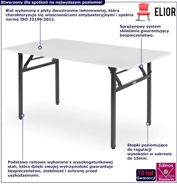 Biały składany stół konferencyjny P0-W82