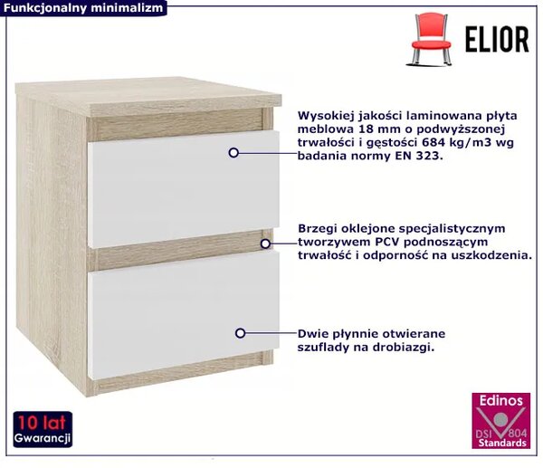Nowoczesna szafka nocna dąb sonoma + biały L6-G25