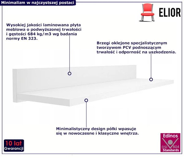 Biała Nowoczesna Półka Ścienna 40 Cm H4-R01