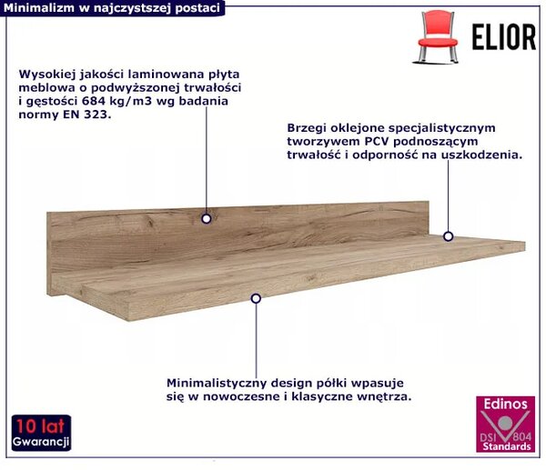 Półka Ścienna Dąb Craft 40 Cm P7-B67
