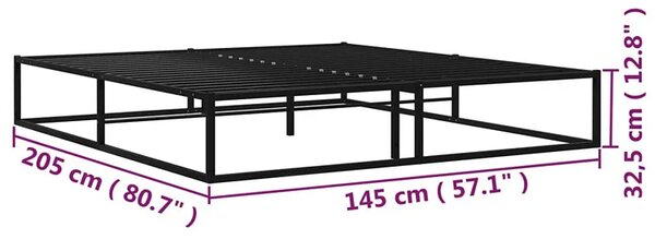 Czarne Industrialne Niskie Łóżko Metalowe 140X200 Cm K7-S68