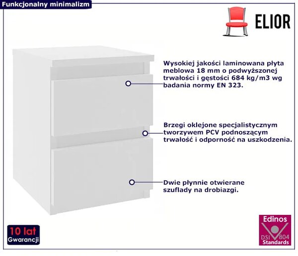 Biała minimalistyczna szafka nocna P6-K27