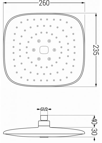 Mexen D-33 deszczownica 23x23 cm, czarna - 79733-70