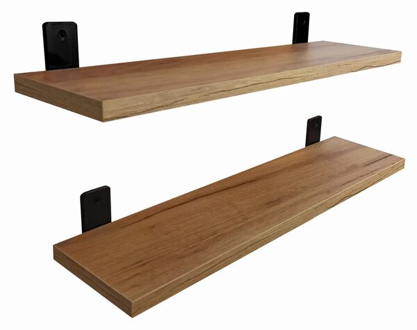 Zestaw dwóch półek ściennych loft dąb craft złoty 50 cm P2-P83