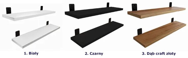 Komplet 2 białych półek ściennych 55 cm K4-H11