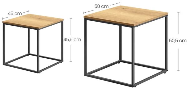 Zestaw 2 Kwadratowych Stolików Kawowych Dąb P6-K91