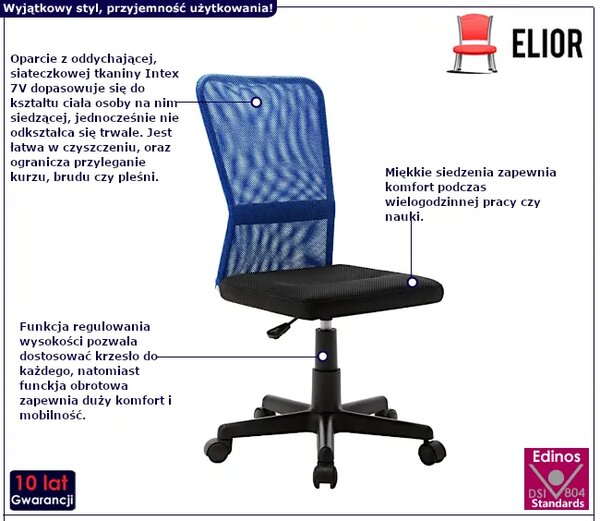 Obrotowe czarno-niebieskie biurowe krzesło T2-S38
