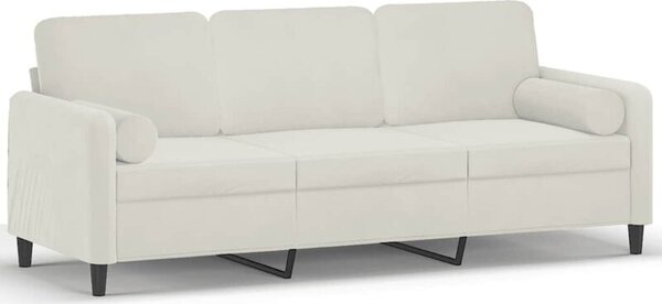 Sofa 3-osobowa z poduszkami, kremowa, 180 cm, aksamit